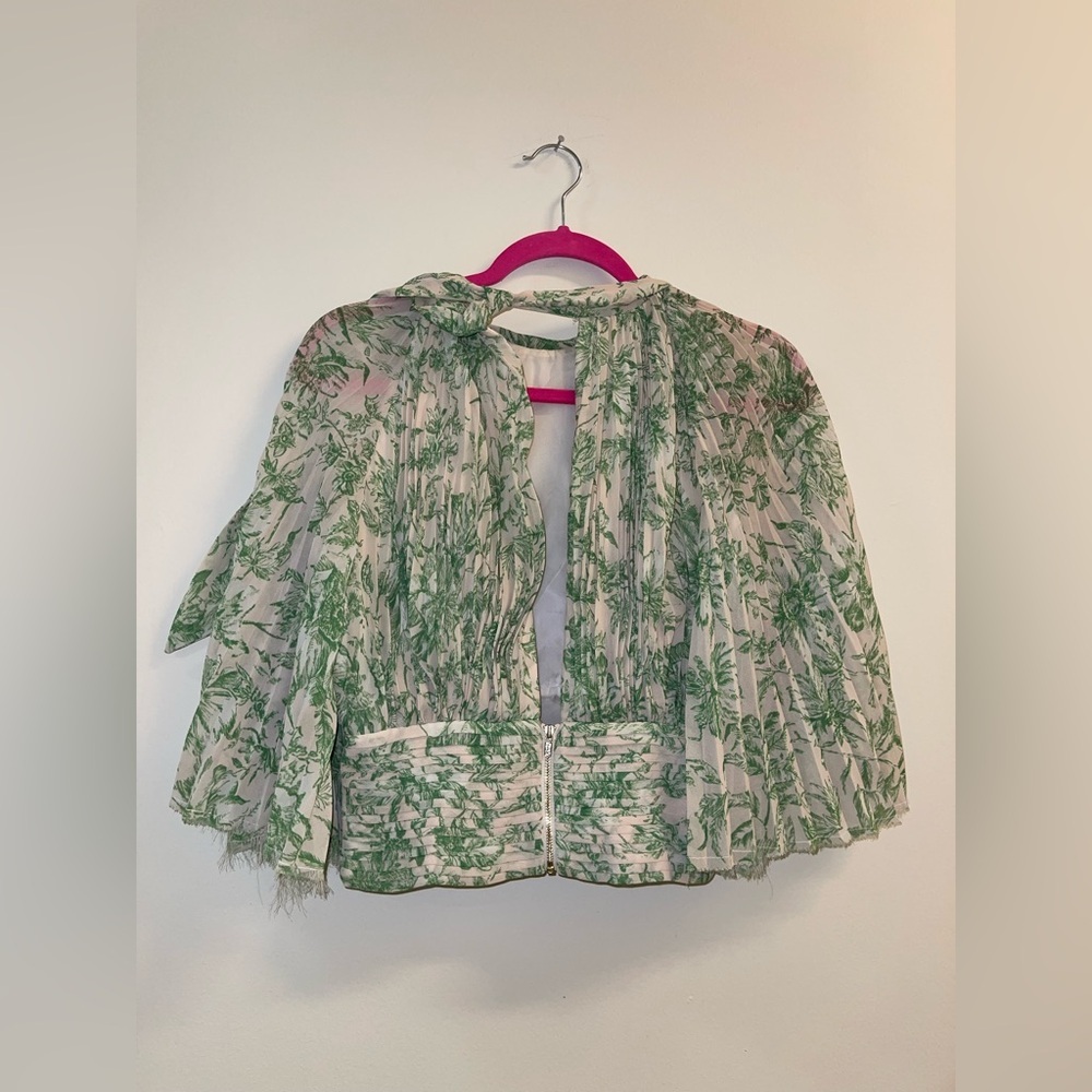 Amur Lee Plissé Leaf Print Silk Blouse, small - Picture 13 of 13